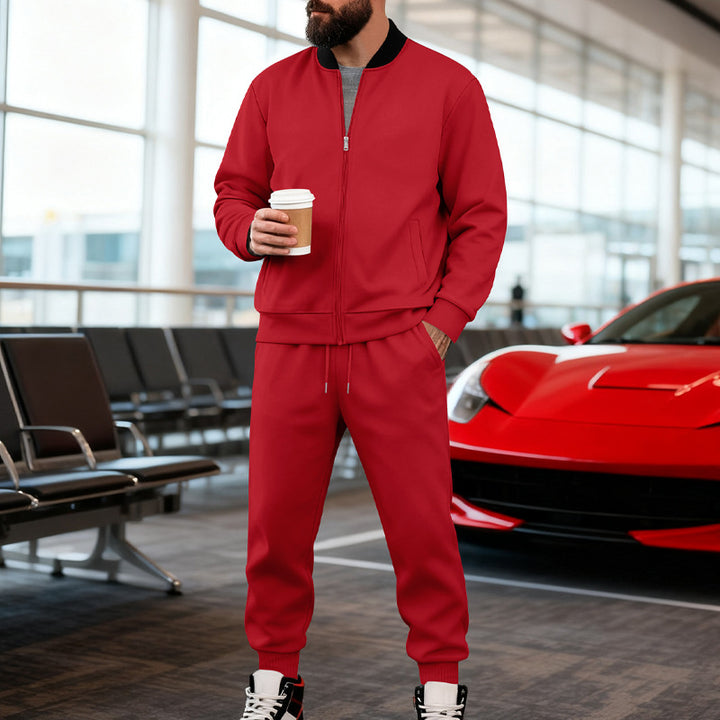 Men's sporty leisure suit made of soft cotton blend with zip jacket and elastic jogging pants StylebySassy