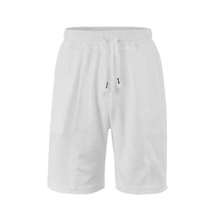 Men's breathable waffle pajama shorts with elastic comfort waistband, drawstring, and side pockets StylebySassy