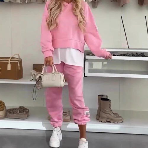Women's cozy short hoodie and jogger set made of soft cotton blend StylebySassy