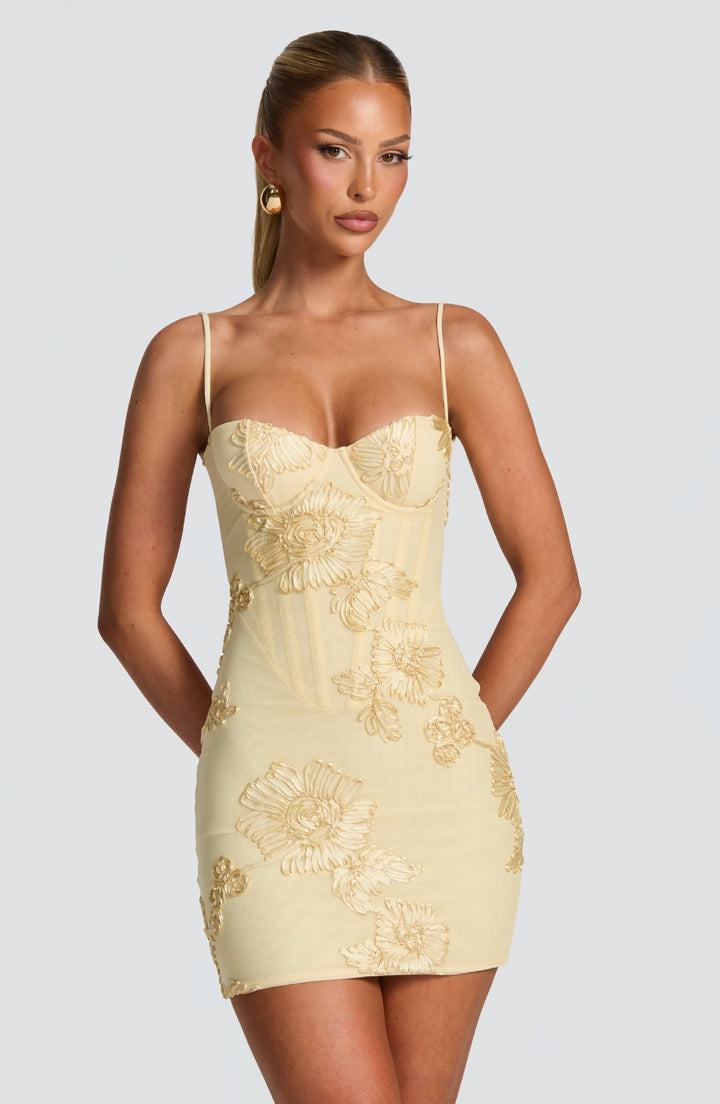 Women's Figure-hugging Minidress with Floral Embroidery StylebySassy