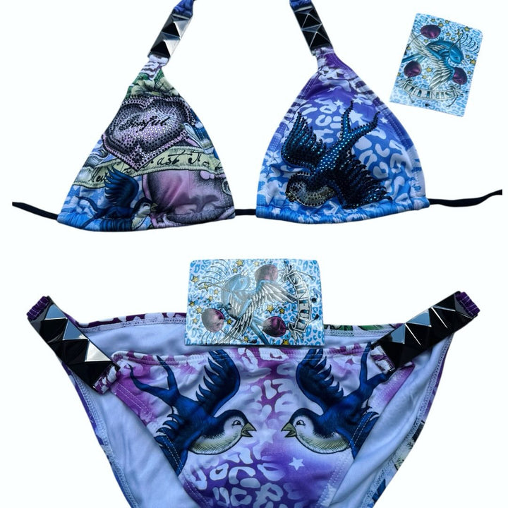 Women Triangle Bikini Set with creative graphic design StylebySassy