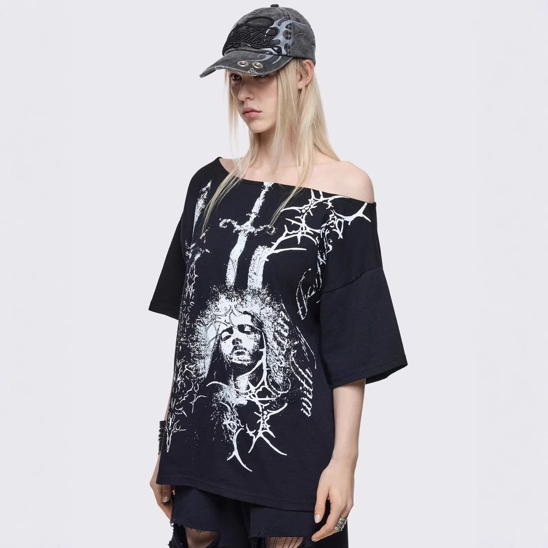 Women's Oversized T-Shirt with Creative Graphic Design StylebySassy