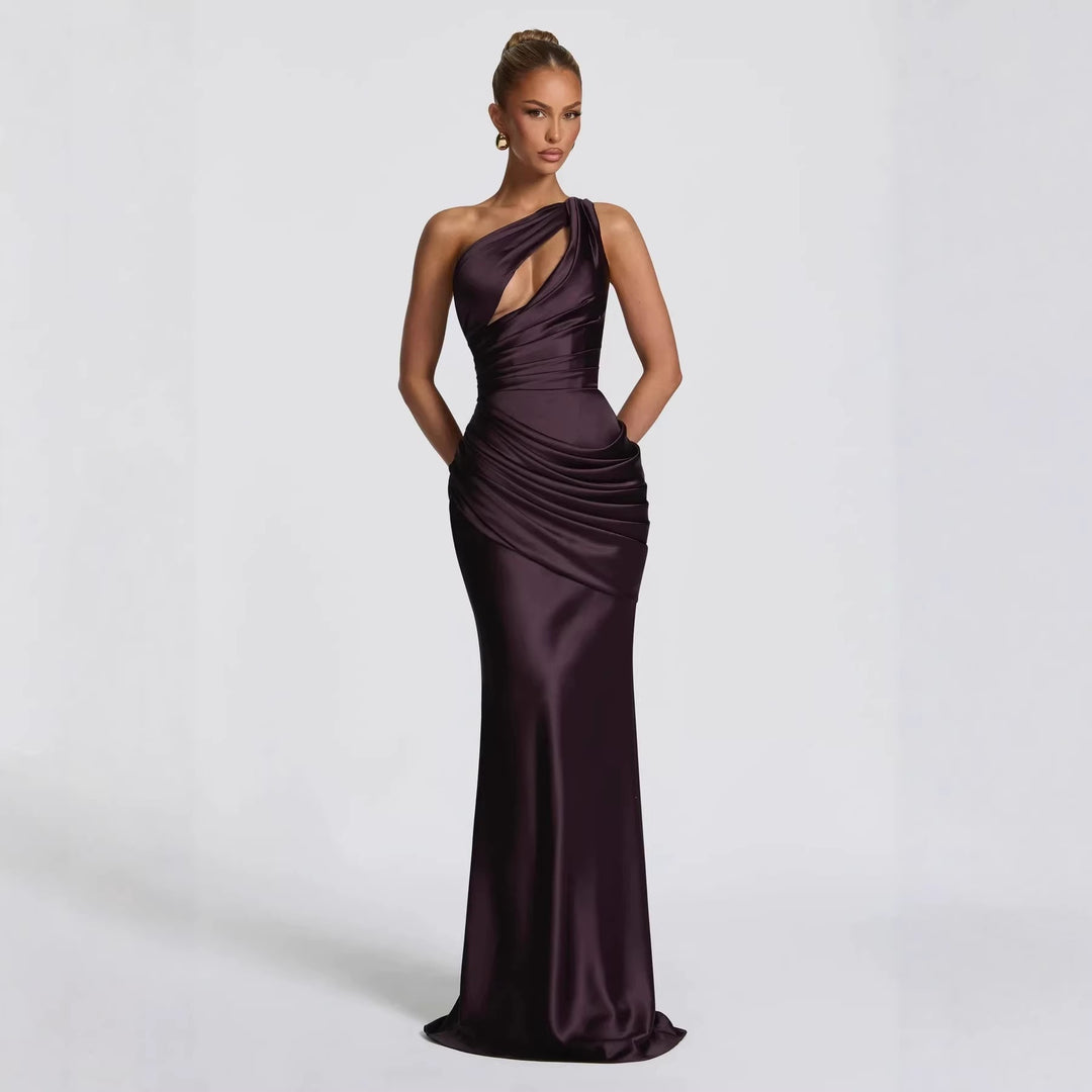 Women Elegant Maxi Dress with Asymmetrical Cut and Refined Draping StylebySassy