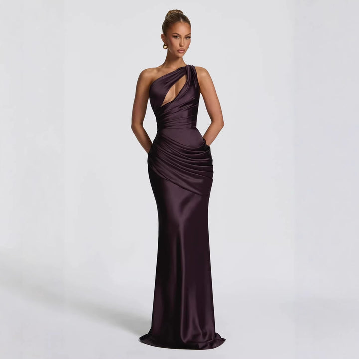 Women Elegant Maxi Dress with Asymmetrical Cut and Refined Draping StylebySassy