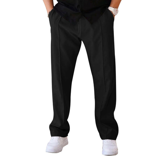 Men's loose casual pants with crease, elastic waistband and drawstring StylebySassy