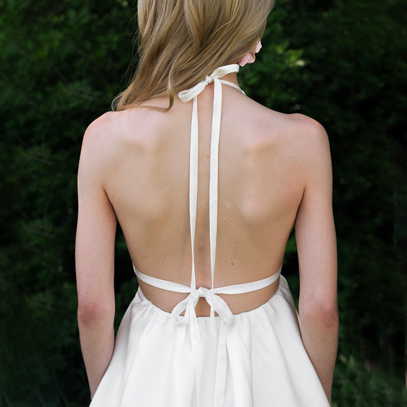 Ladies Elegant Halter Dress with Open Neckline StylebySassy