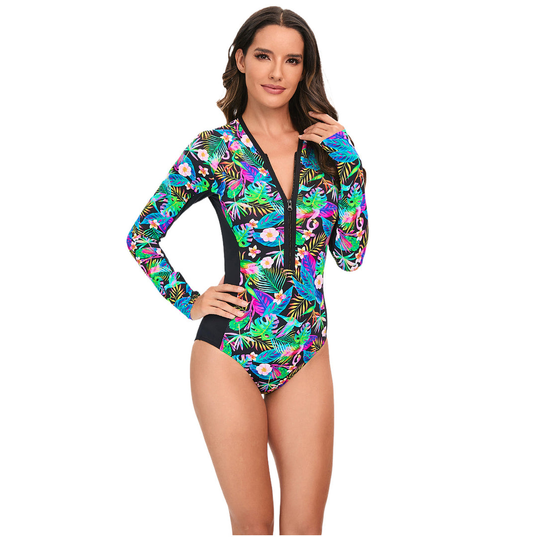 Women Long Sleeve Swimsuit with Floral Design StylebySassy