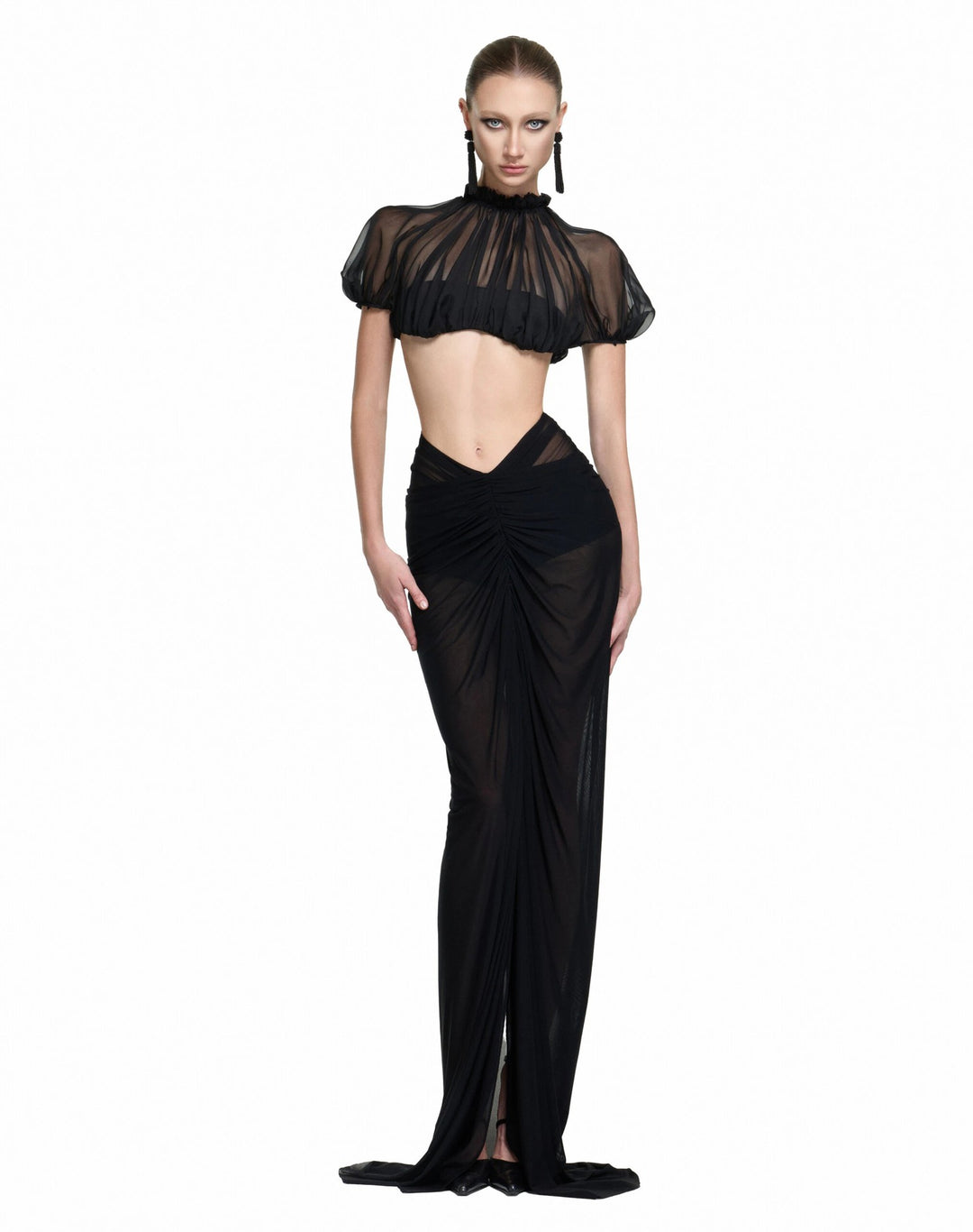 Ladies Elegant Transparent Maxi Dress with Sleeveless Silhouette StylebySassy