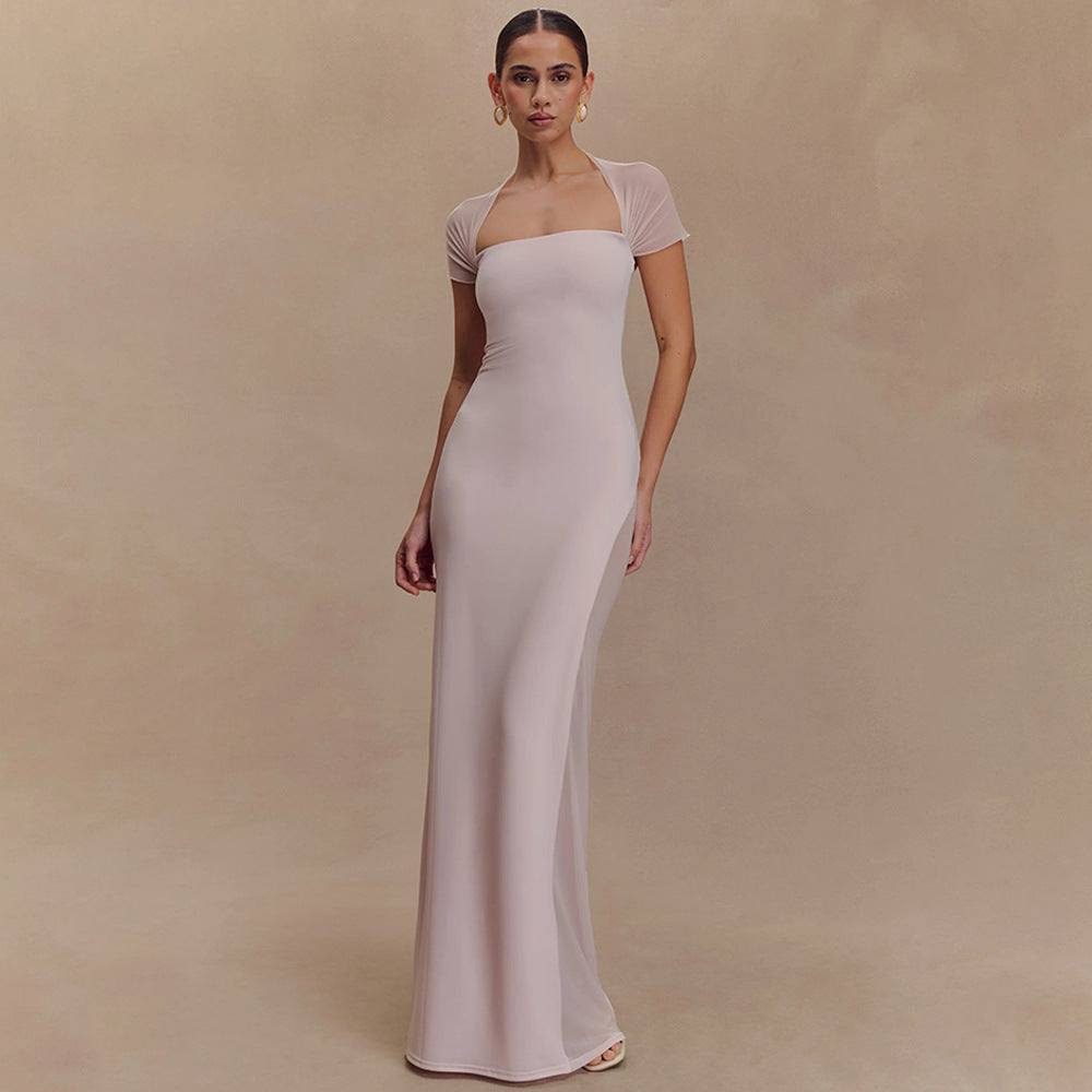 Women's elegant maxi dress with off-shoulder ruching StylebySassy