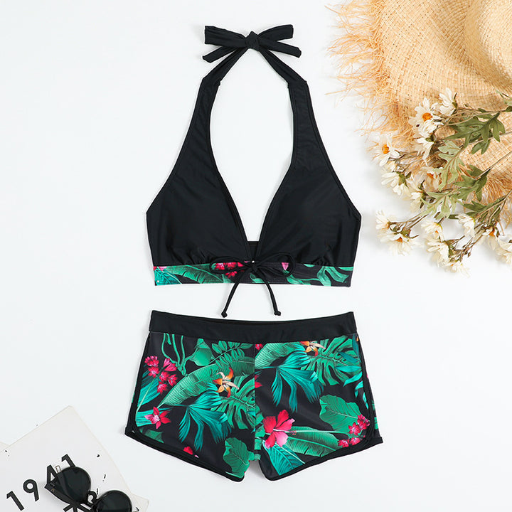 Ladies triangle bikini with floral shorts design StylebySassy
