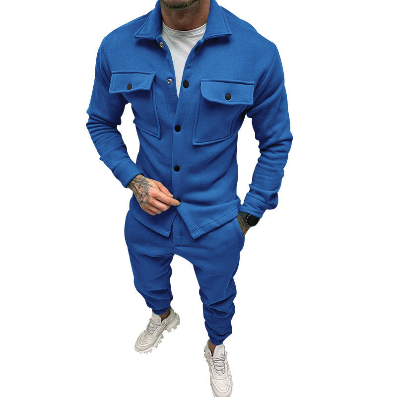 Men's nan utilitarian sweat training set with overshirt, chest flaps, and tapered jogger pants StylebySassy