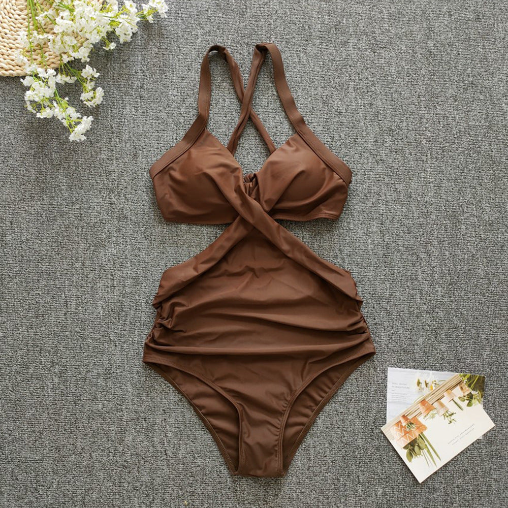 Women's One-Piece Swimsuit with Crossed Design StylebySassy