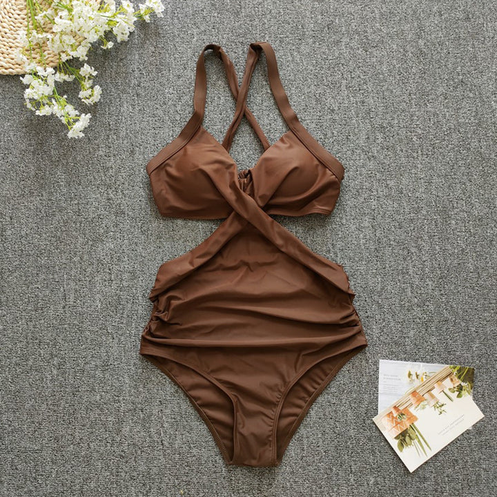 Women's One-Piece Swimsuit with Crossed Design StylebySassy