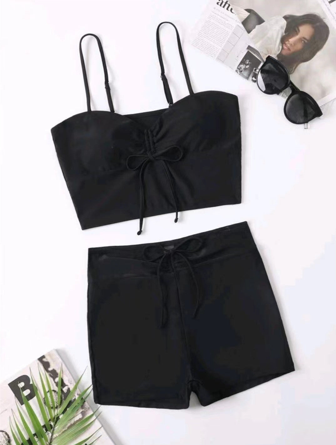 Women's Sporty Bikini Set with Crop Top and Shorts StylebySassy