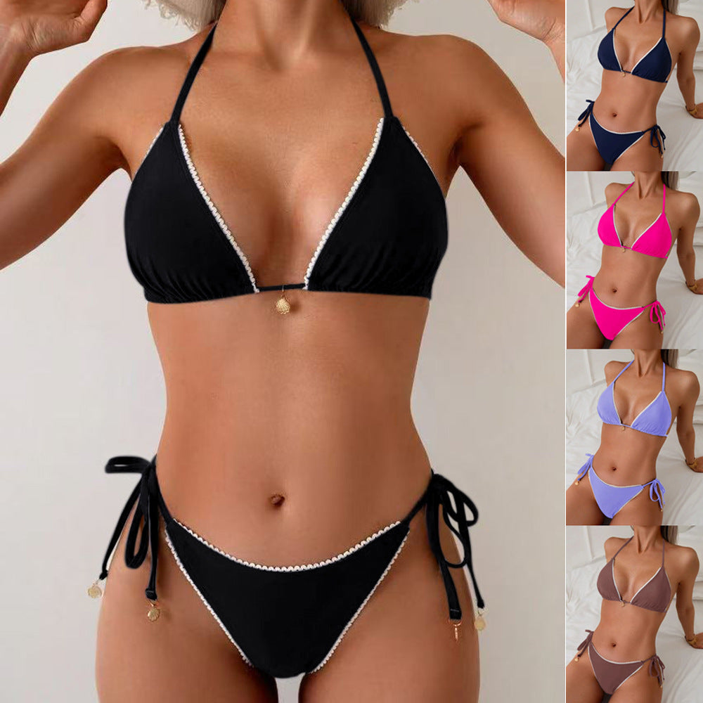 Ladies triangle bikini with elegant ruffle details StylebySassy