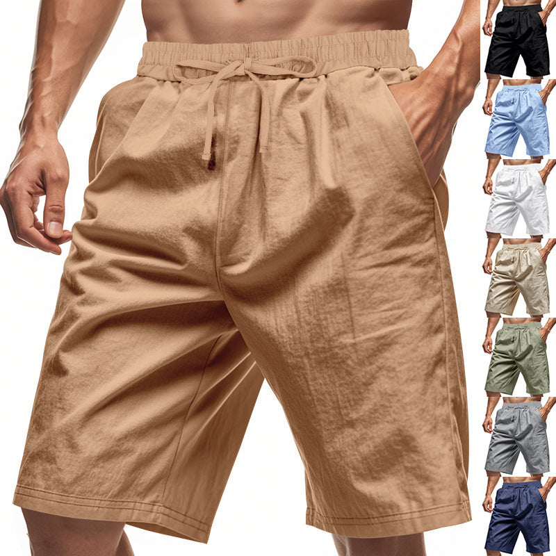Men's casual cotton blend leisure shorts with elastic waistband and side pockets StylebySassy