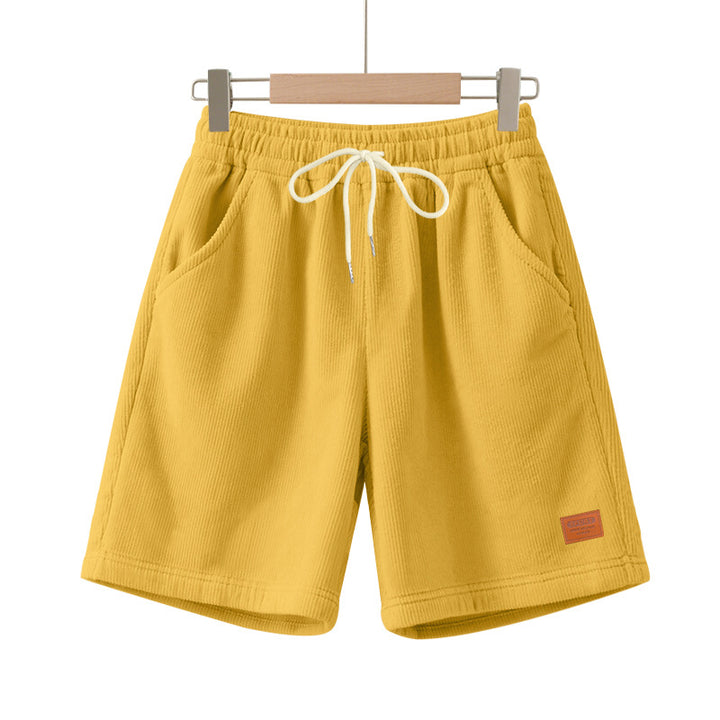 Men's casual Bermuda shorts made of finely structured cotton blend with elastic waistband and drawstring StylebySassy
