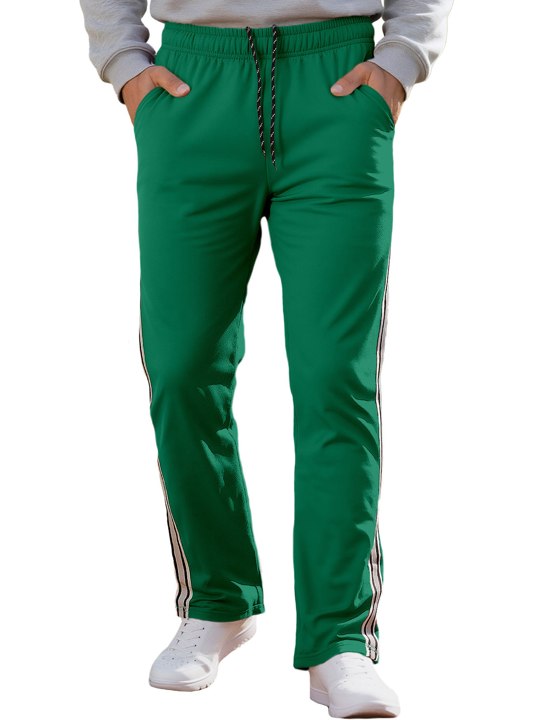 Men's Nan Retro Track Pants with Tapered Leg, Elastic Waistband, Drawstring, and Side Stripes StylebySassy