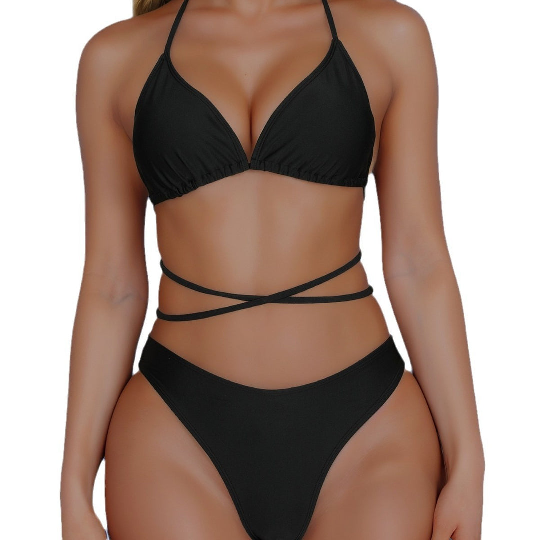 Women Triangle Bikini Set with High Cut Legs and Stylish Cords StylebySassy