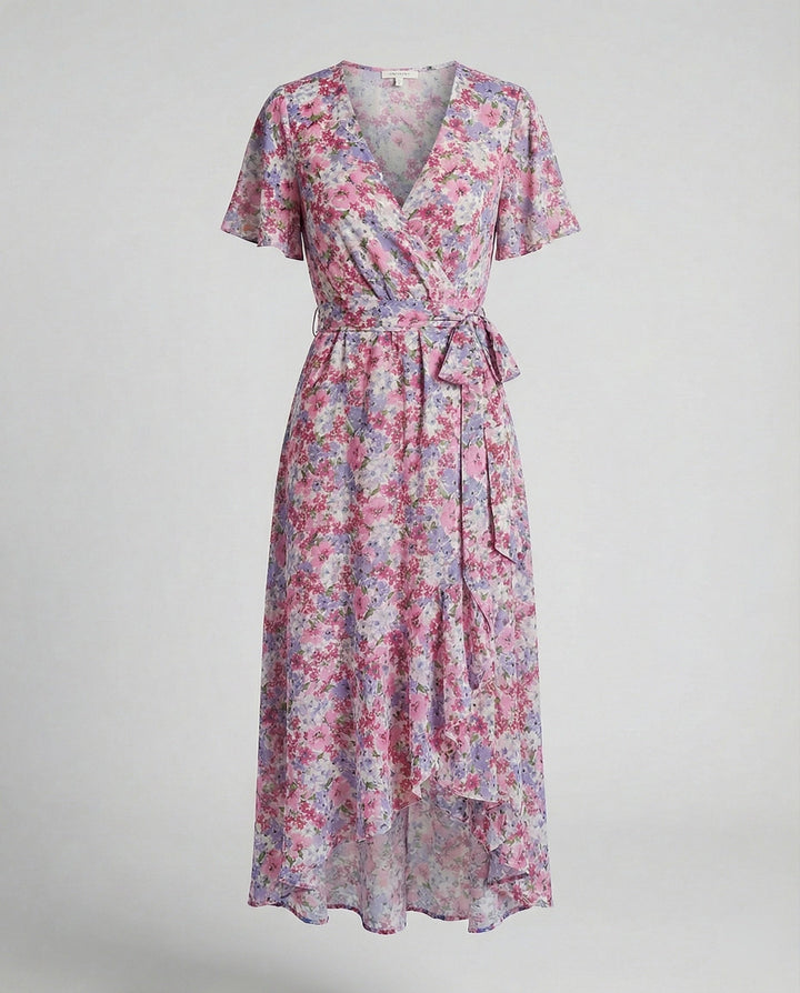 Ladies Flower Dress Midi with Belt