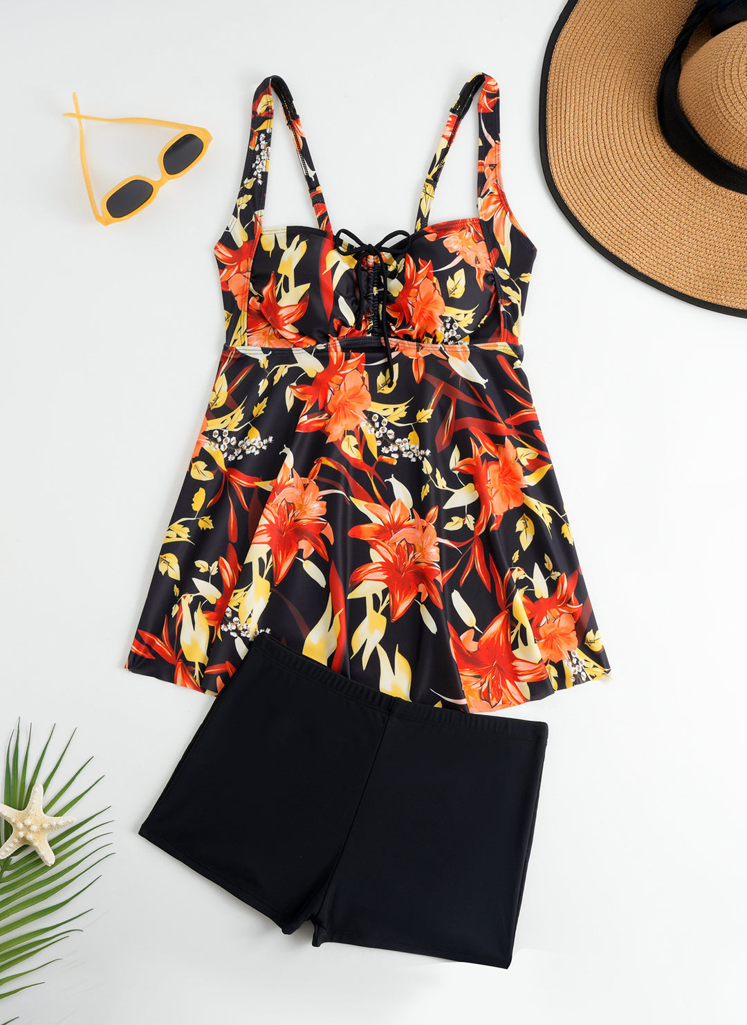 Women's tankini with floral top and comfortable shorts StylebySassy