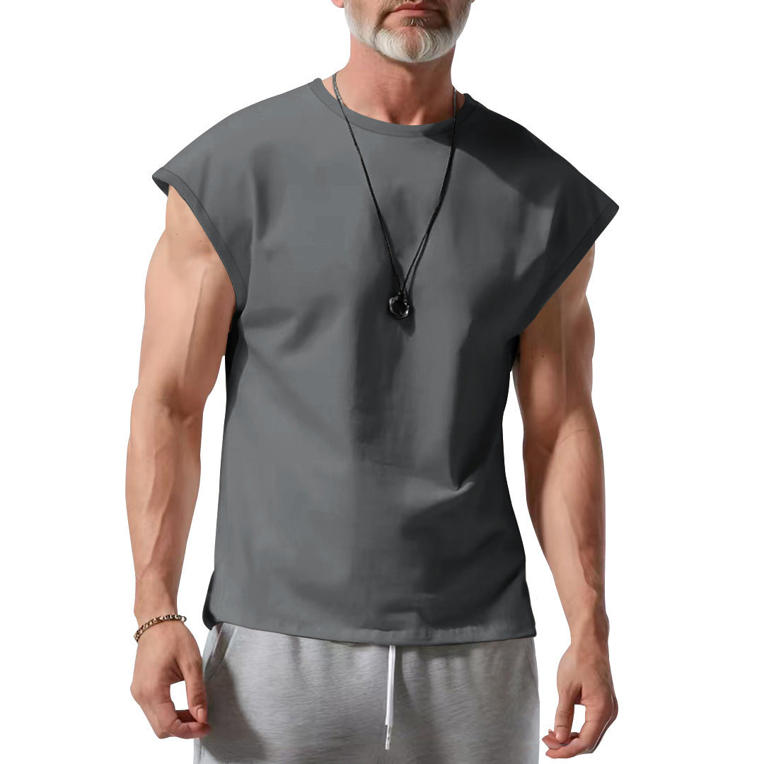 Men's lightweight athletic sleeveless muscle shirt with raw arm finish and elastic cotton blend StylebySassy