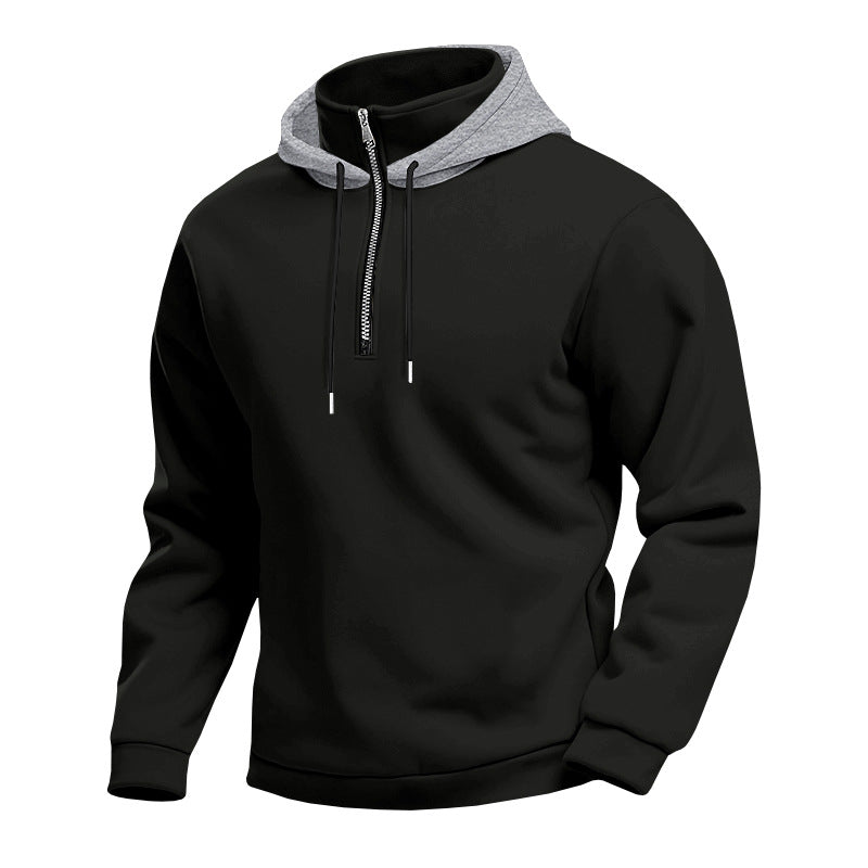 Men's hoodie with short zipper, double-layer hood and drawstring StylebySassy