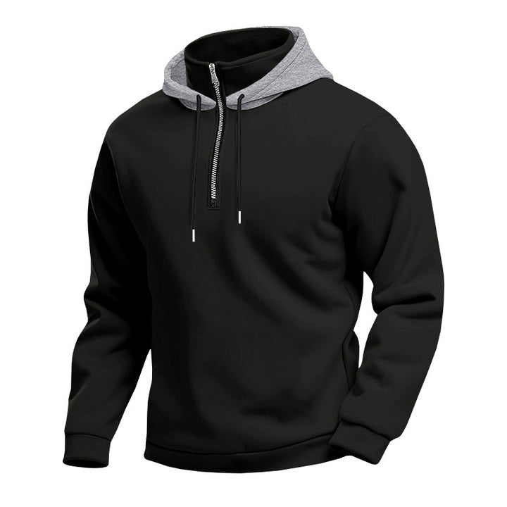 Men's hoodie with short zipper, double-layer hood and drawstring StylebySassy