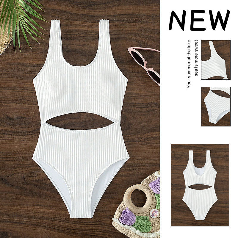 Women's one-piece swimsuit with modern cut-out and textured design StylebySassy