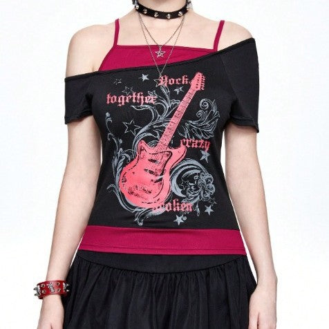 Women's Asymmetrical Skirt T-Shirt with Graphic Print StylebySassy