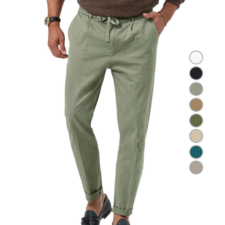 Men's lightweight linen pants with drawstring and slim fit StylebySassy