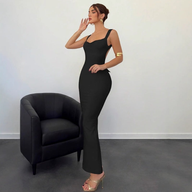 Women Elegant Evening Dress with Open Back and Bow Accent StylebySassy