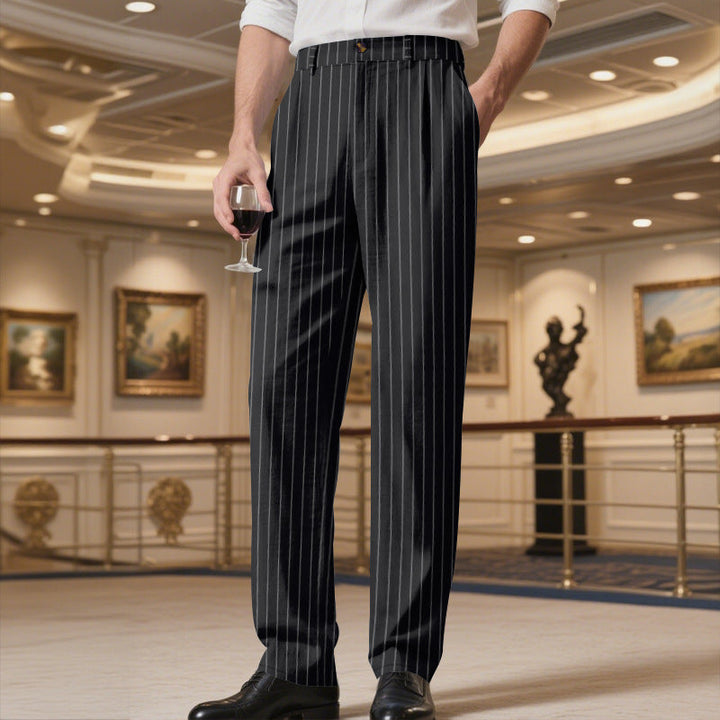 Men's elegant suit trousers with fine pinstripes and comfortable fit StylebySassy