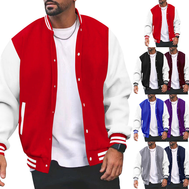 Men's classic college jacket in baseball style with contrasting sleeves and ribbed cuffs StylebySassy