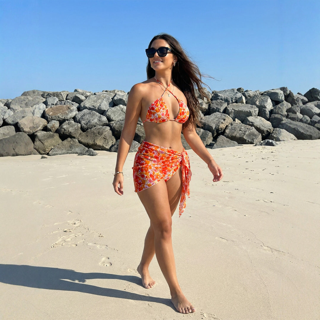 Women's Triangle Bikini with Playful Flower Design StylebySassy