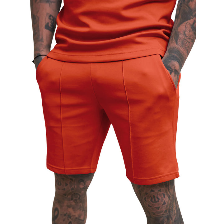 Men's short leisure pants made of cotton blend with elastic waistband and drawstring StylebySassy