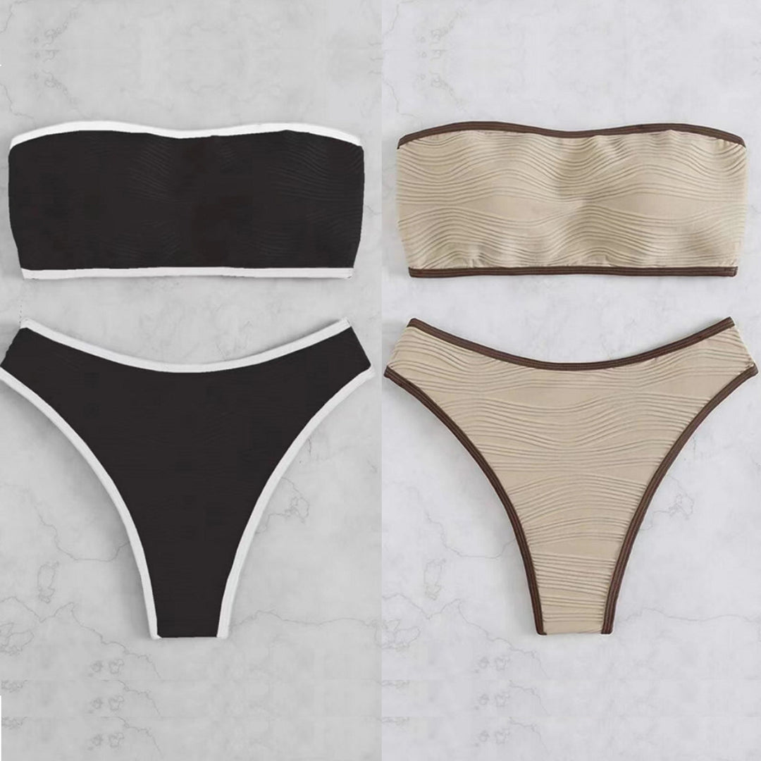 Women's Bandeau Bikini Set with Textured Design StylebySassy