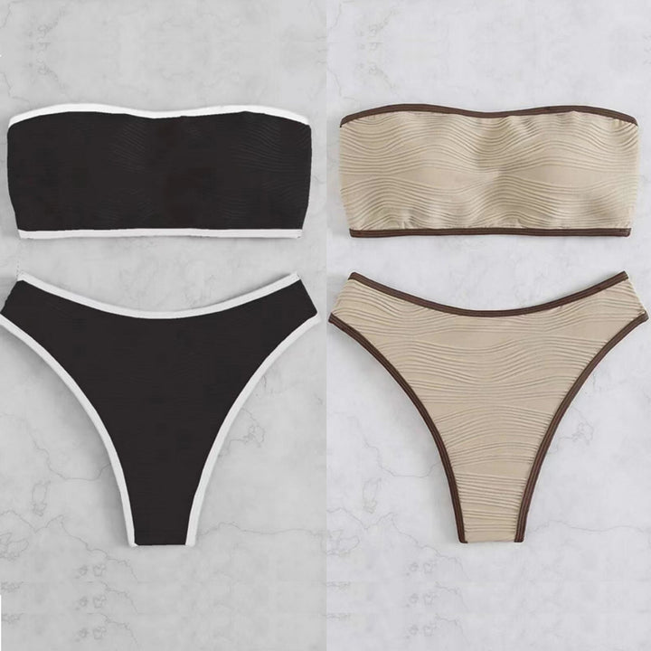 Women's Bandeau Bikini Set with Textured Design StylebySassy