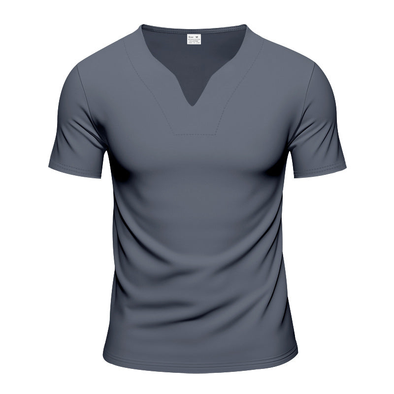 Men's V-neck sports shirt with ergonomic design seams and elastic jersey StylebySassy