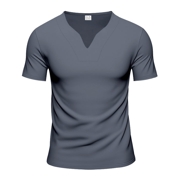 Men's V-neck sports shirt with ergonomic design seams and elastic jersey StylebySassy