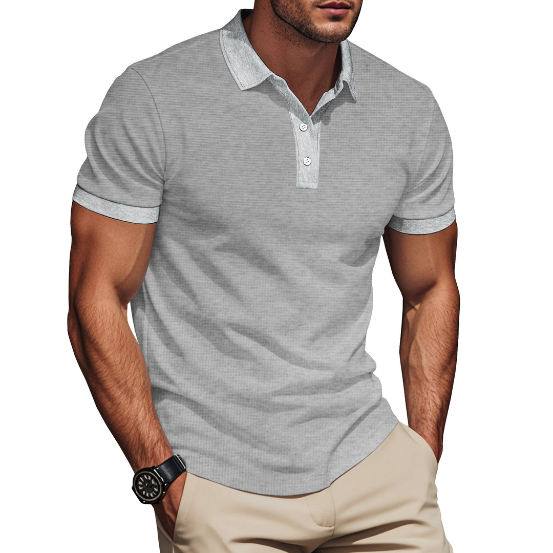 Men's breathable polo with fine waffle structure and two-button placket fitted silhouette StylebySassy