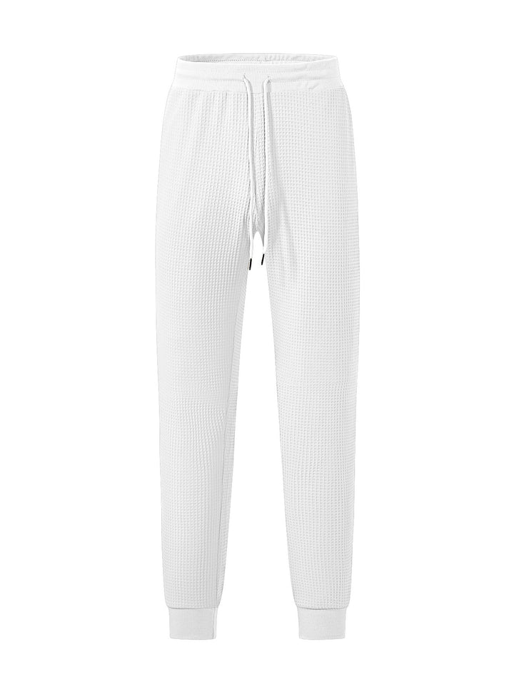 Men's fine-structured jersey lounge pants tapered cut with drawstring waistband and ribbed leg openings StylebySassy