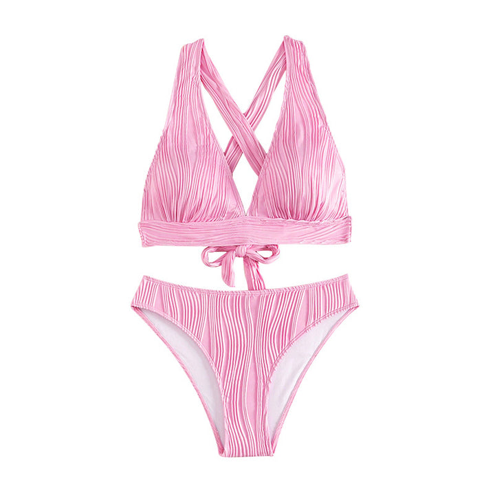Women's bikini set with high waistband and elegant folds StylebySassy