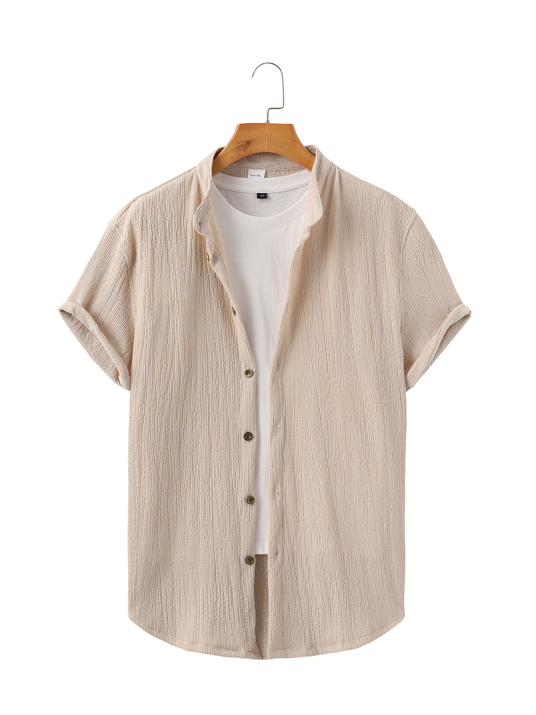 Men's lightweight wrinkle structure overshirt with rolled-up sleeves relaxed overshirt silhouette StylebySassy