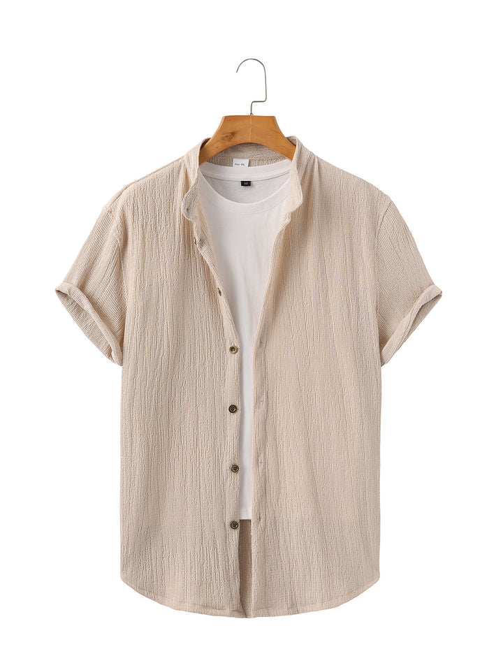 Men's lightweight wrinkle structure overshirt with rolled-up sleeves relaxed overshirt silhouette StylebySassy