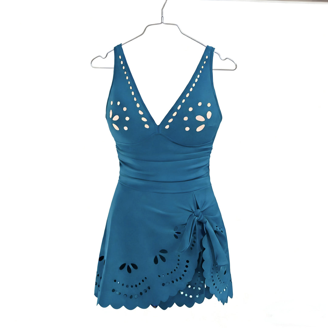 Ladies Elegant Swimsuit with Fashionable Cutouts and Ruffle Details StylebySassy