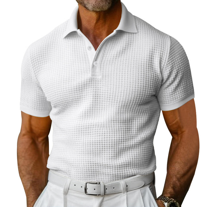 Men's structured piqué polo shirt made of cotton blend with reinforced polo collar StylebySassy