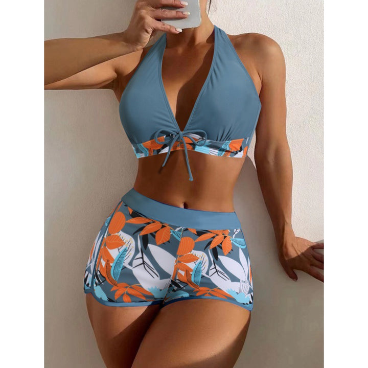 Women High-neck Bikini with Playful Floral Pattern StylebySassy