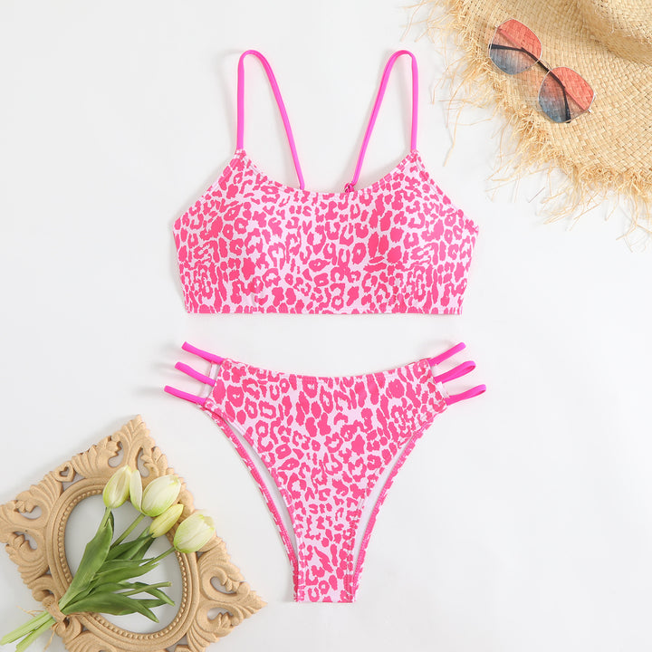 Women's bikini set with creative leopard pattern and adjustable straps StylebySassy