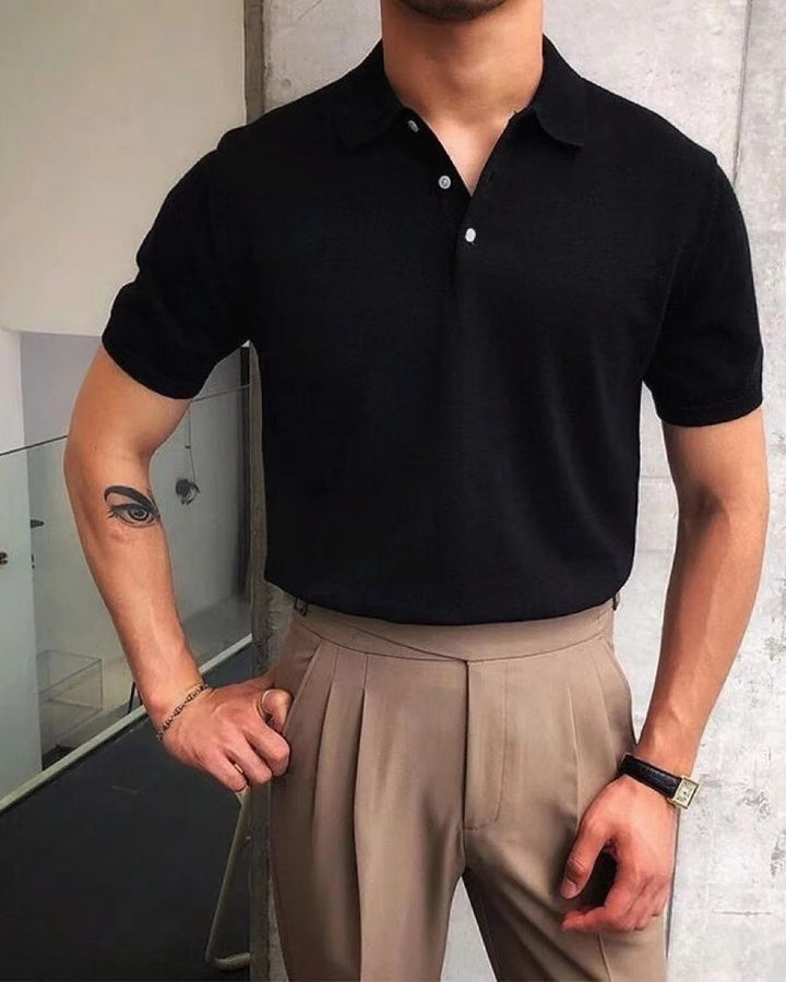 Men's nano Premium fine knit polo shirt with open shirt collar and subtle button placket StylebySassy